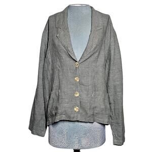 Willow Linen Minimalist Casual Button Blouse Size Large